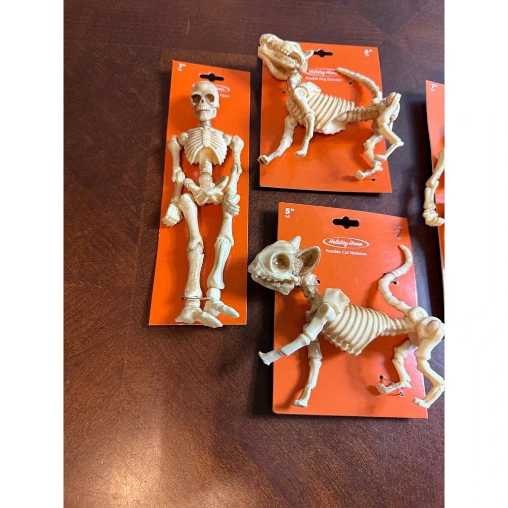 Halloween Decor Posable Skeleton Lot Human Dog Cat Prop Figures